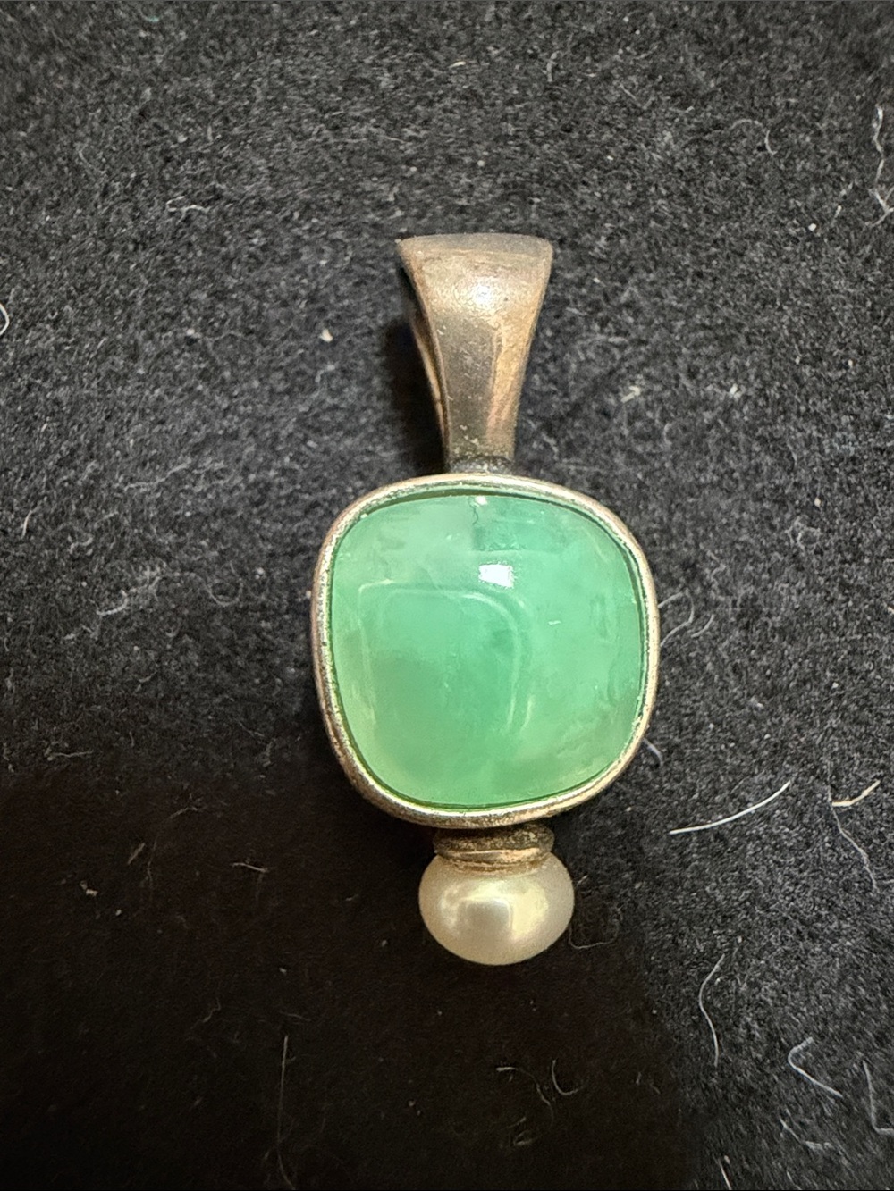 S.A.W. Green Chalcedony and Pearl Pendant Necklace - Silver-Tone Setting